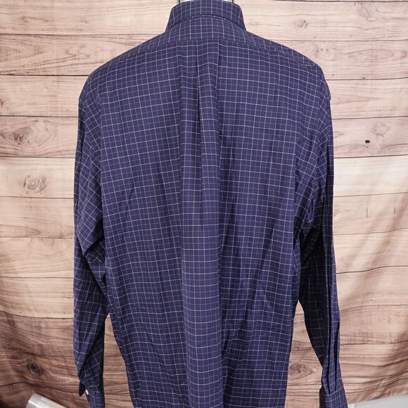 DANIEL CREMIEUX CLASSICS CLASSIC FIT BLUE CHECK BUTTON UP SHIRT MENS XL - Picture 4 of 6
